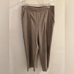 NWT Max Studio Med Brown Geometric Wide Leg Pull On Pant Trouser Preppy Classic